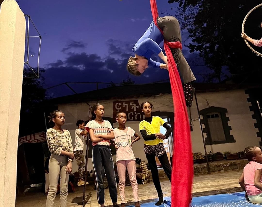 Acro aerial fabric yoga